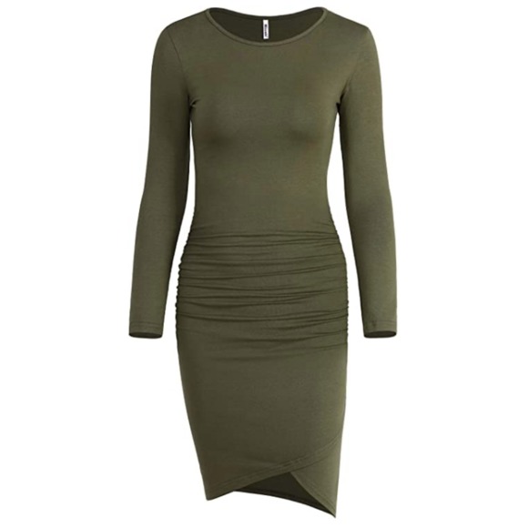 Missufe Dresses & Skirts - Missufe Casual Long Sleeve Ruched Bodycon  Dress